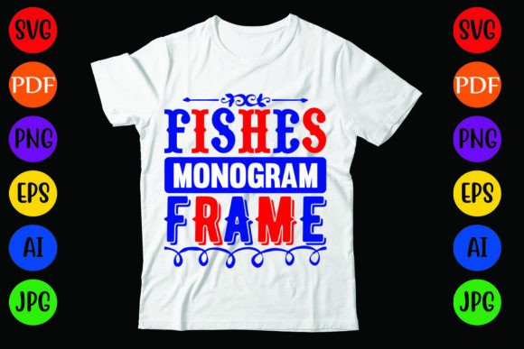 Fishes Monogram Frame Graphics for T-Shirt Designs
